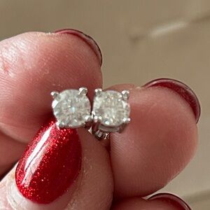 Cubic‎ Zirconia 925 Sterling Silver screwback Stud Earrings
